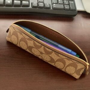 COACH Brown Logo Pencil Case
